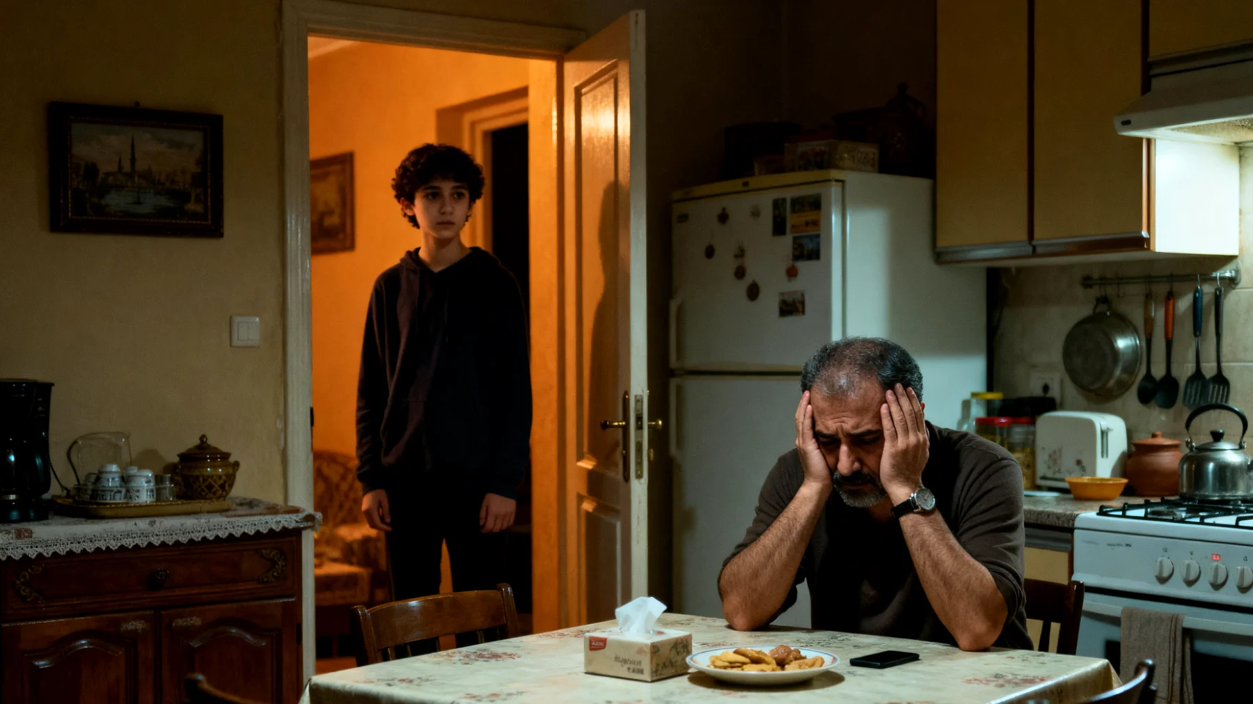 Baba, ergen oğlunun/kızının gelecekteki akademik başarısı, kariyer seçimi ve yaşamdaki genel refahı konusunda sürekli endişe duyuyor ve bu korku ilişkilerini olumsuz etkiliyor"