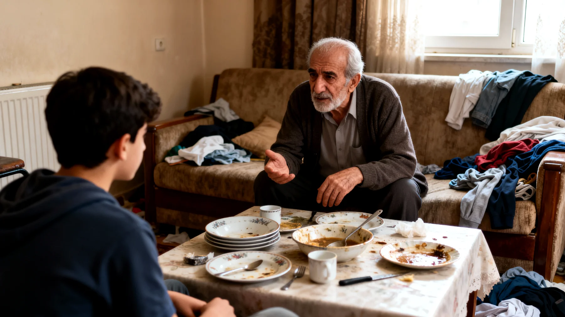 Büyükbaba, ergen torunun ev işlerine katılmaması ve günlük sorumluluklarda iş birliği yapmaması konusunda zorlanıyor"