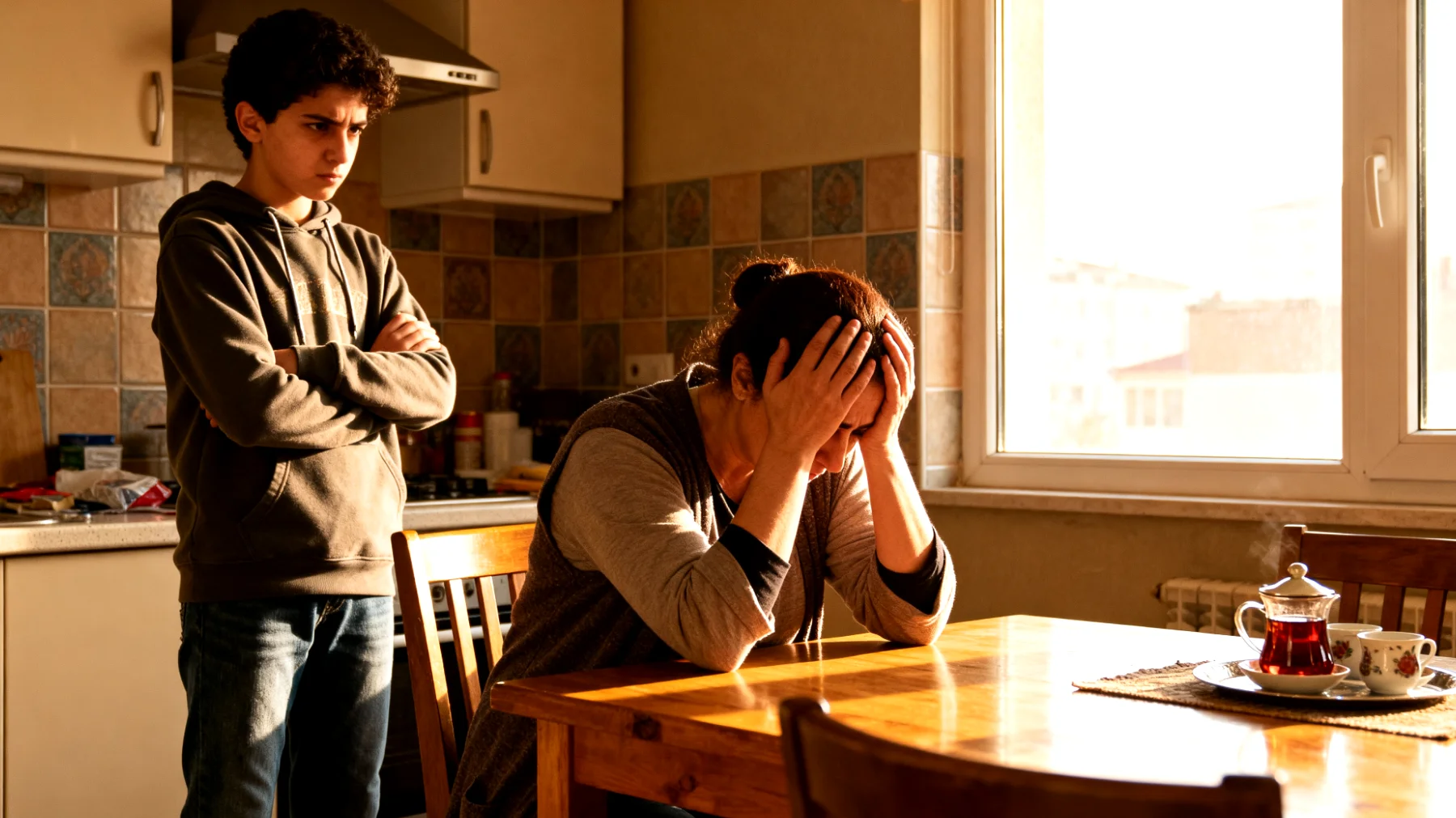 Ergen çocuğum sürekli kurallara karşı geliyor, söylediklerimi yapmıyor ve her konuda tartışma çıkarıyor. Sabahları okula gitmek istemiyor, eve geç geliyor ve uyarılarıma agresif tepkiler veriyor. Otoritemi hiçe sayıyor ve her şeye 'hayır' diyor."