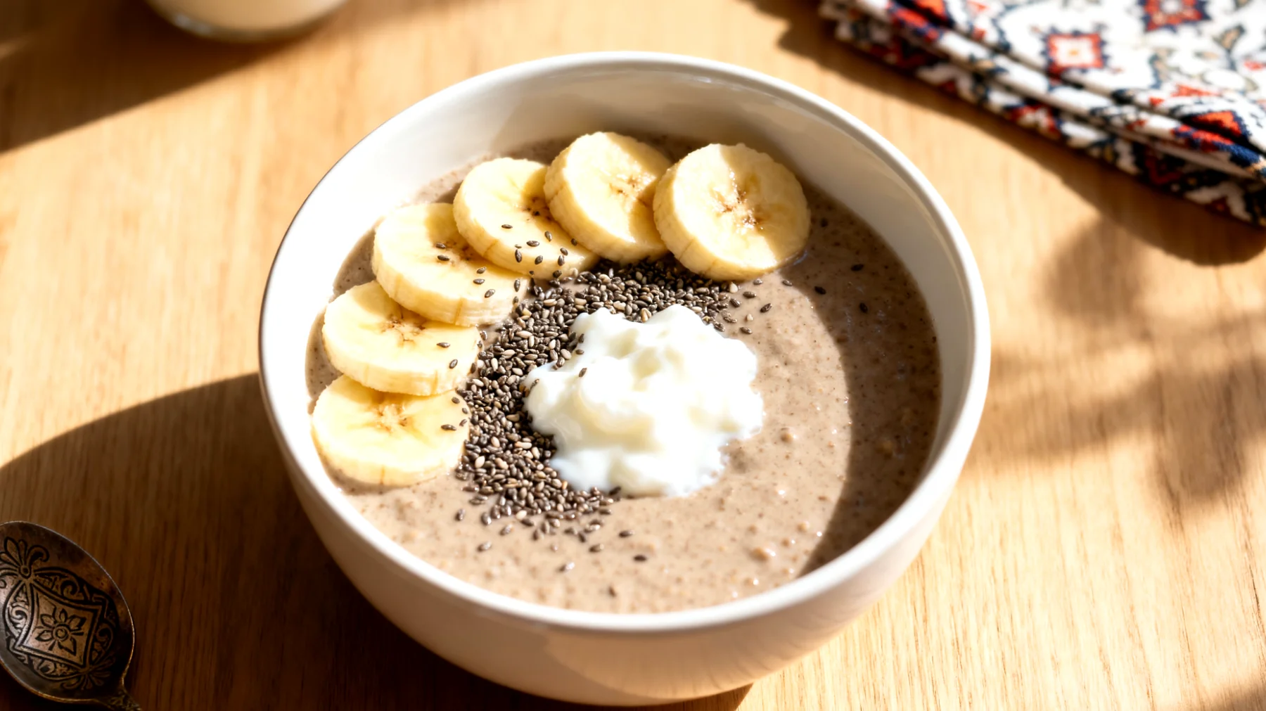 Kefir ve Chia Tohumlu Muzlu Smoothie Bowl"