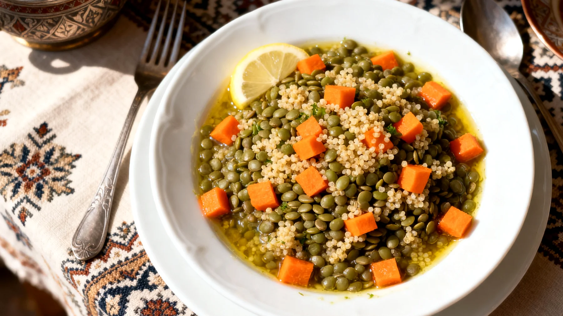 Mercimek Salatası (Yeşil Mercimek, Havuç, Kinoa ve Limon Soslu)"